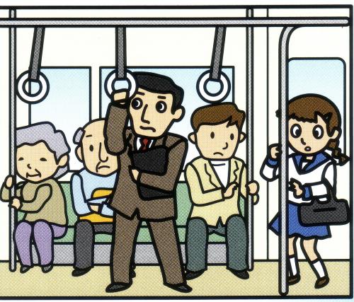 鉄道・バス車中のイラスト