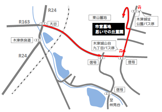 市営墓地「思いでの丘霊園」案内図