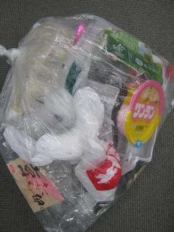 一つの袋に入れたごみの写真