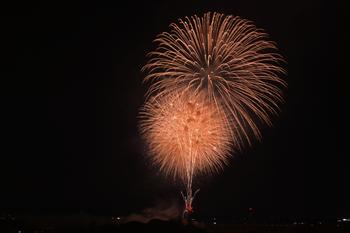 夜空に大きく咲く花火の写真