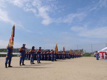 木津川市消防団操法大会の様子