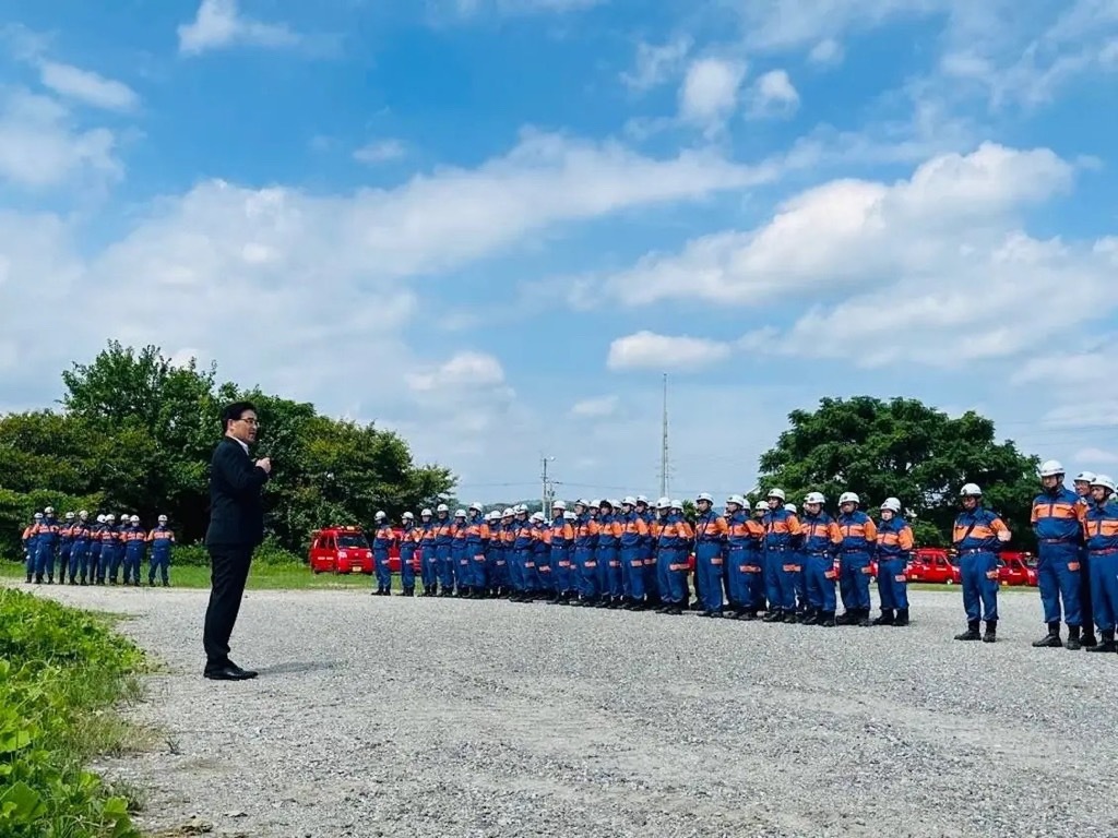 木津川市消防団　災害想定訓練の写真