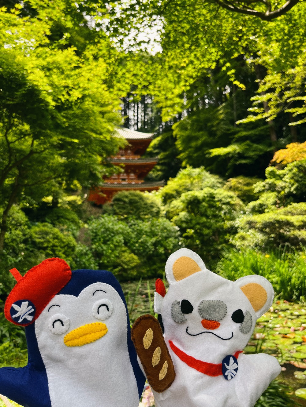 「ゆこ＆なーこ」と境内の写真