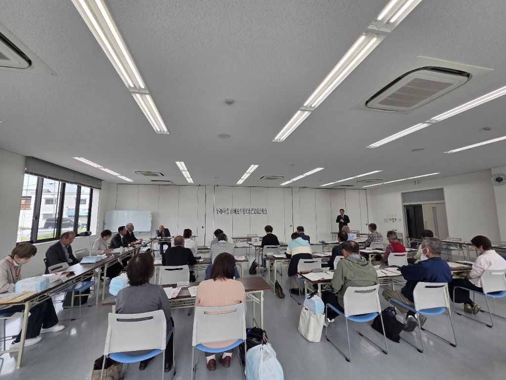 山城民生委員・児童委員定期総会での市長挨拶の様子