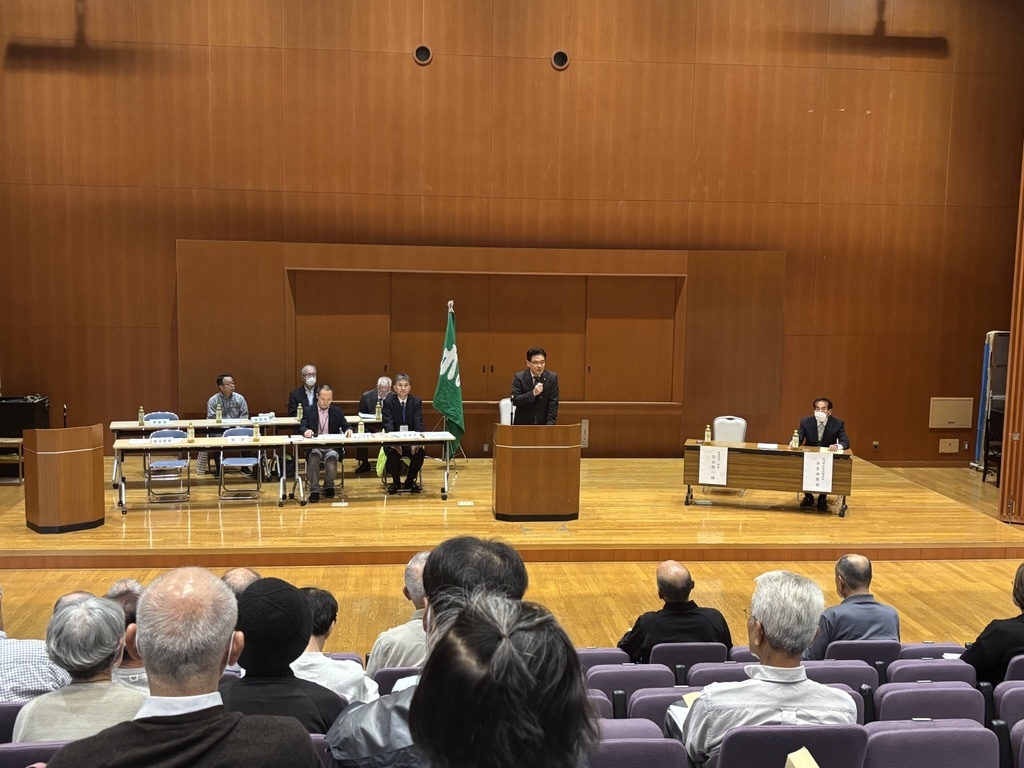 木津町区総会での市長挨拶の様子