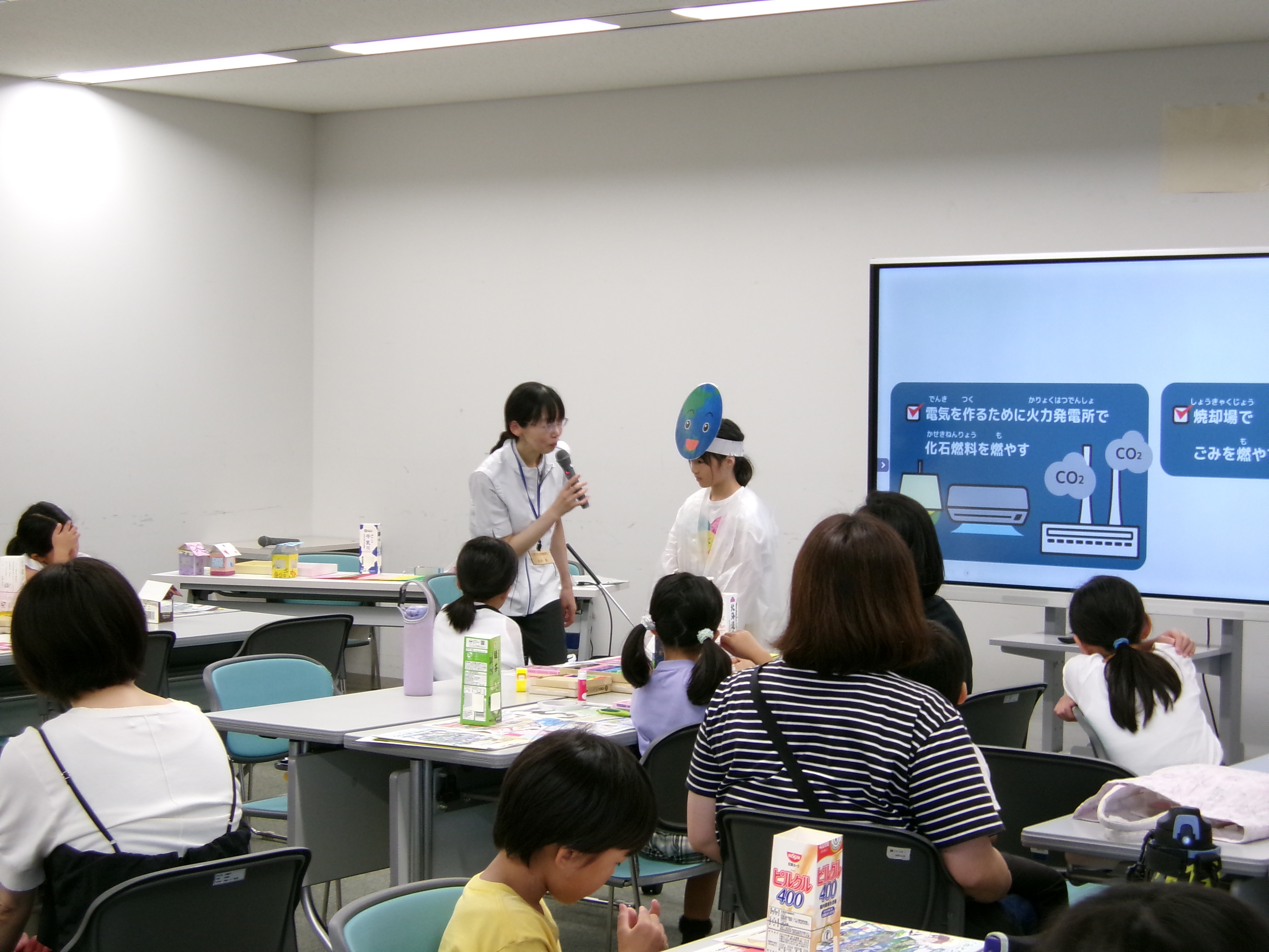 地球温暖化を実際に体験している様子